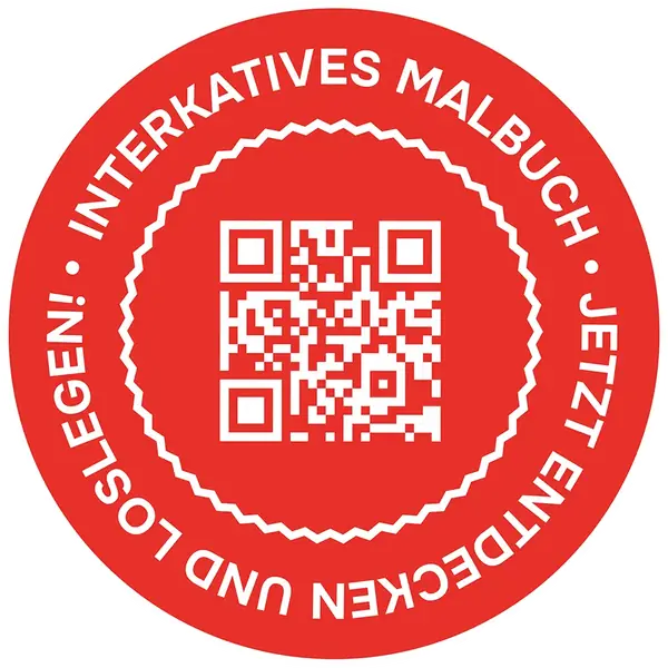 QR-Code-Siegel „Interaktives Malbuch“ vom Malbuch-Cover