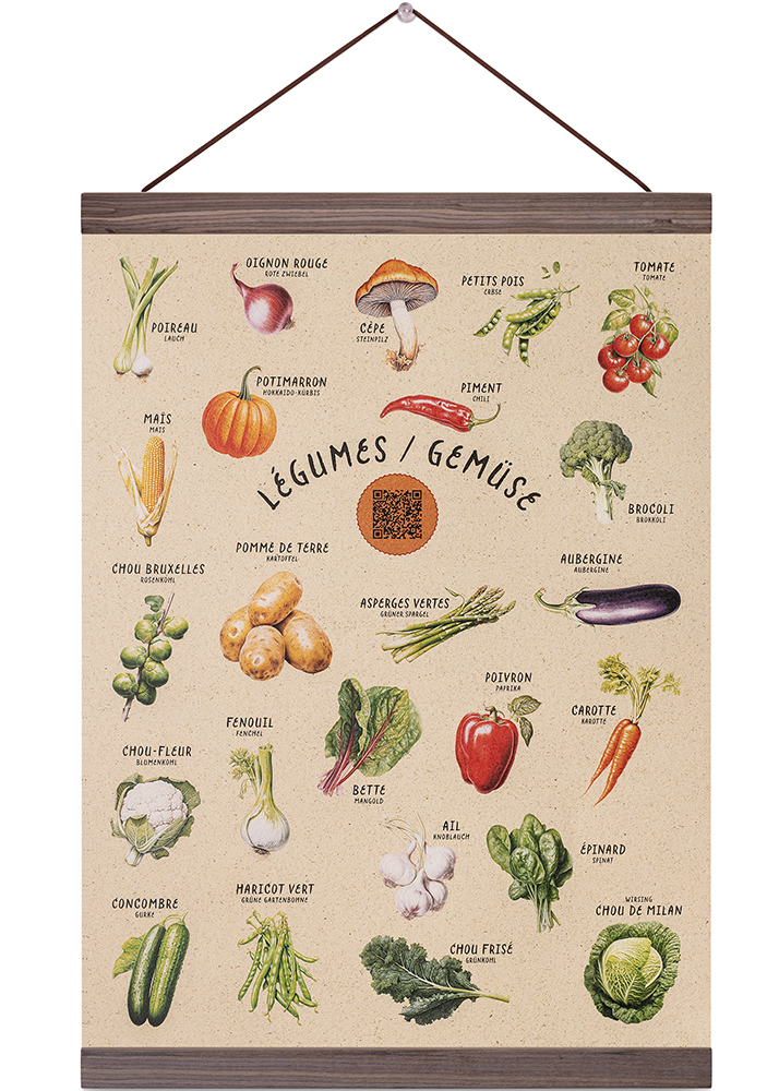 Poster Gemüse QR-Rezepte mit Posterleiste