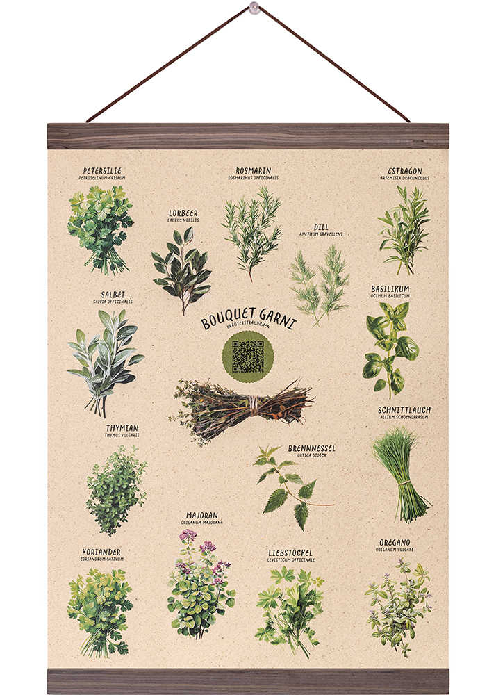 Poster Kräuter QR-Rezepte mit Posterleiste
